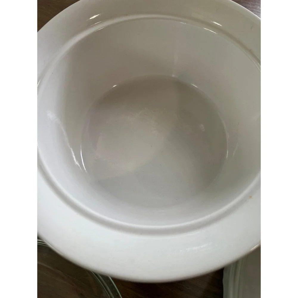 CorningWare French White Casserole Dish Set 3 Piece Stoneware with Glass Lids